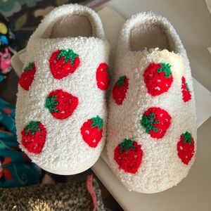 Cozy Strawberry Patterned Slippers